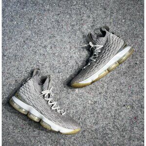 Lebron XV 897648-005 Men's Basketball Shoes Wolf Grey/Metallic Gold Size 9.5